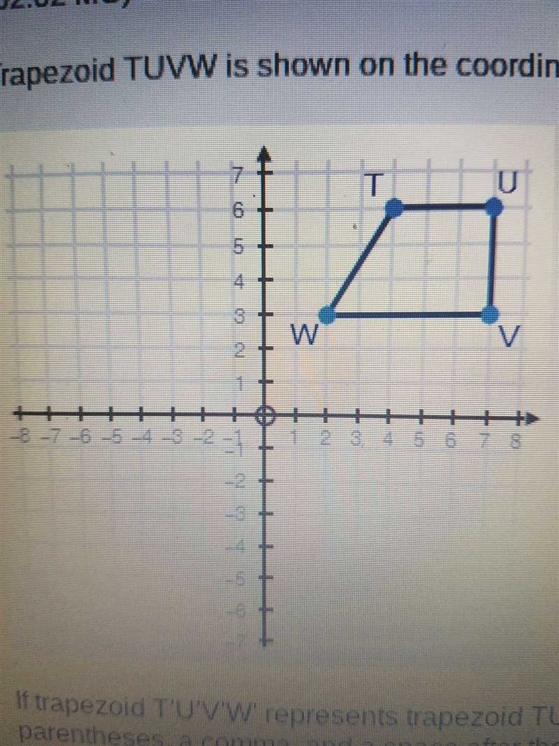 if trapezoid t'u'v'w' represents trapezoid tuvw reflected over the y-axis,what is-example-1