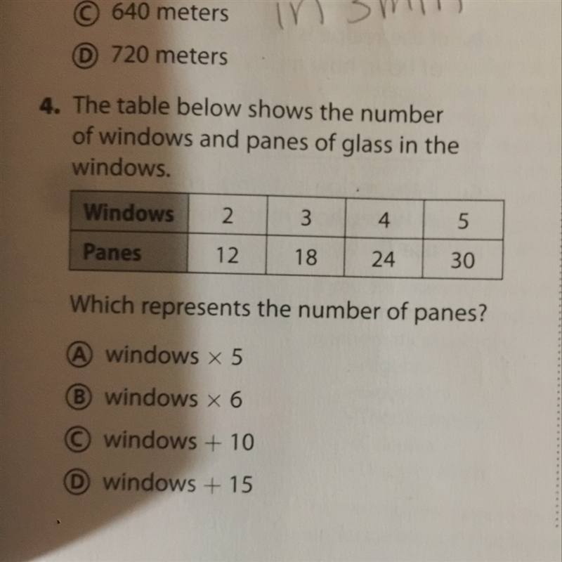 The table below shows the number of windows and panes of glass in the windows-example-1