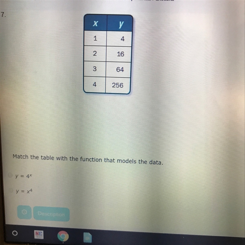 Match the table with the function that models the data-example-1