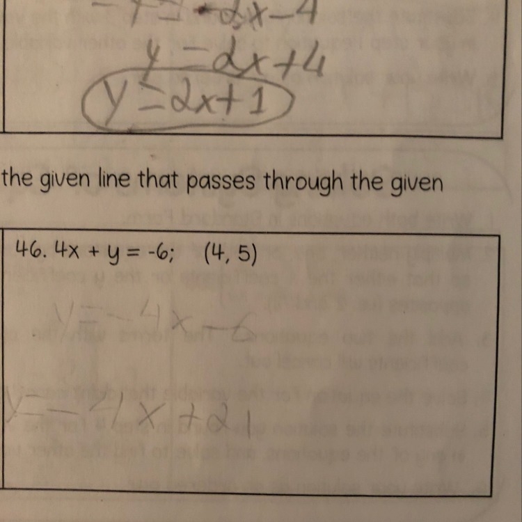 Write the equation of the line perpendicular to the given line that passes through-example-1