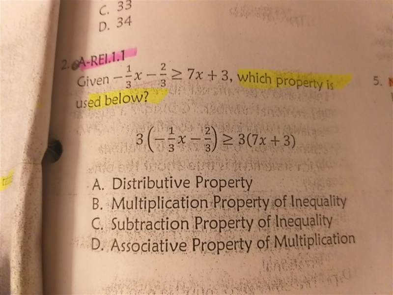 Which property is used below? Distributive property multiplication property of inequality-example-1