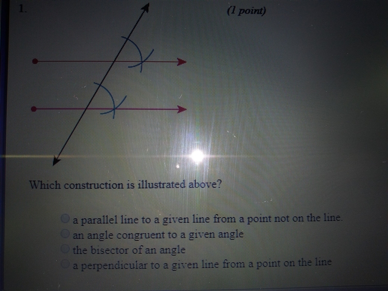 Which construction is illustrated above? a) a parallel line to a given line from a-example-1