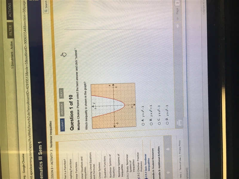 Need help please :( Which inequality is shown in the graph?-example-1