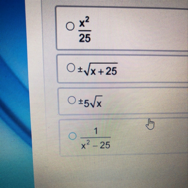 Which of the function below is that inverse of f(x)=x^-25-example-1