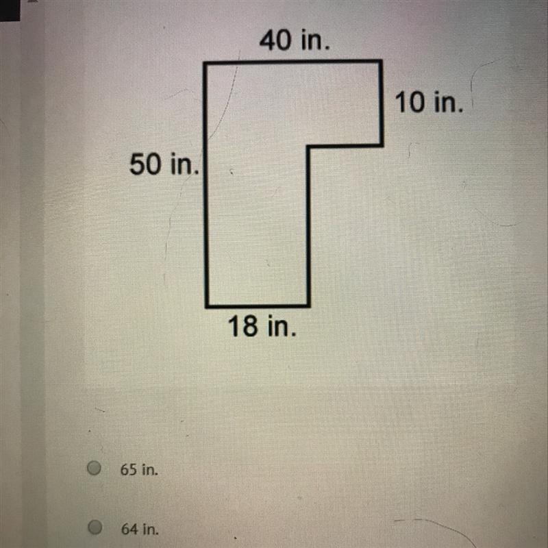 What is the perimeter of the figure ( 50in 10in 40in 18in )-example-1