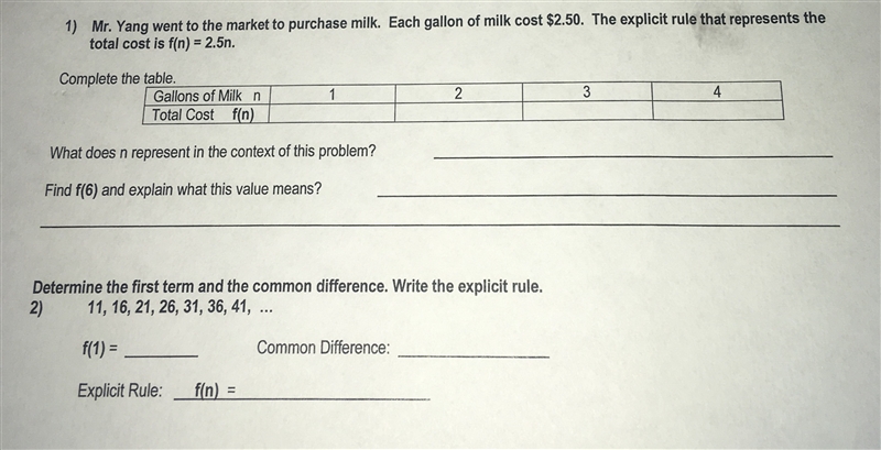 1) Mr,Yang went to the market to purchase milk. Each gallon of milk cost $2.50. The-example-1