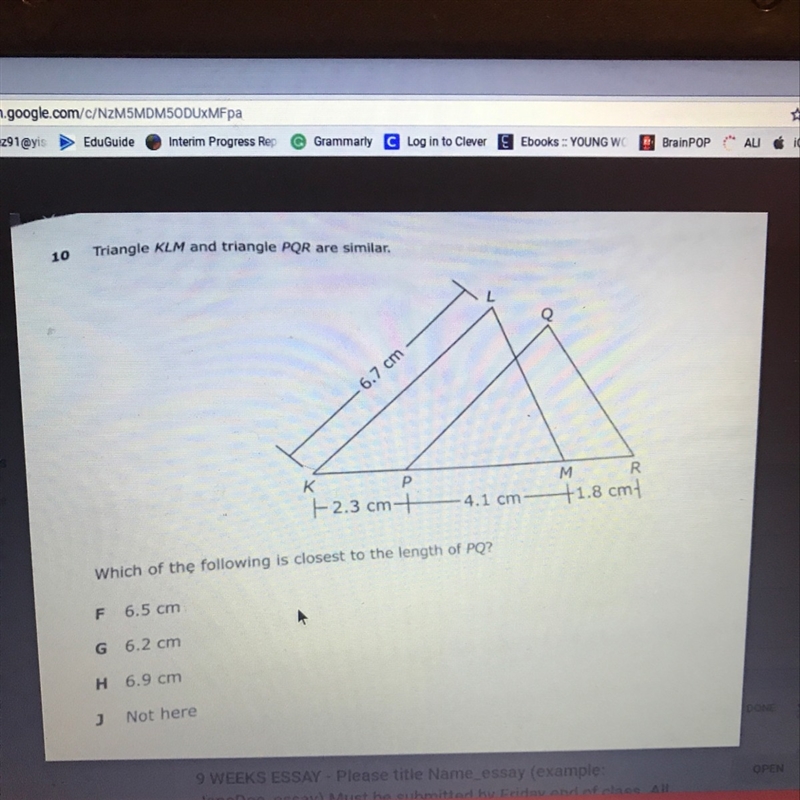 Which one is the closest length of PQ-example-1