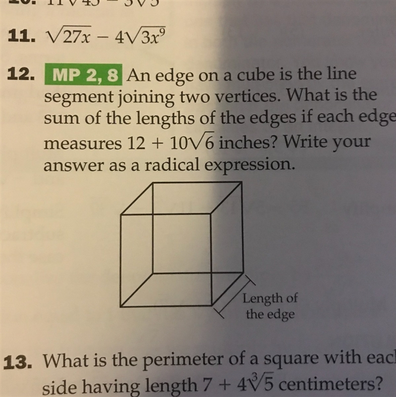 An edge on a cube is the line segment joining two vertices. What is the sum of the-example-1