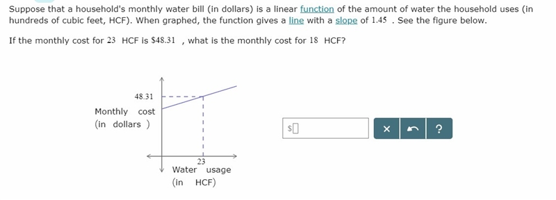 If the monthy cost for 23 HCF is $48.31 , what is the monthly cost for 18 HCF?-example-1