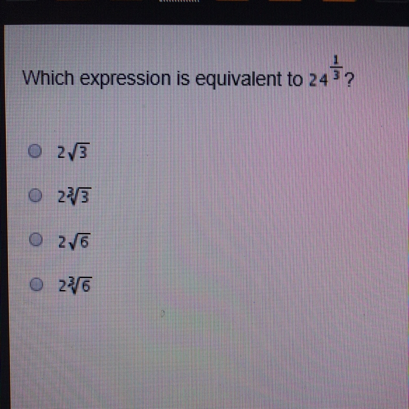 HURRY!!!!!! Which expression is equivalent to ____? ^^^-example-1