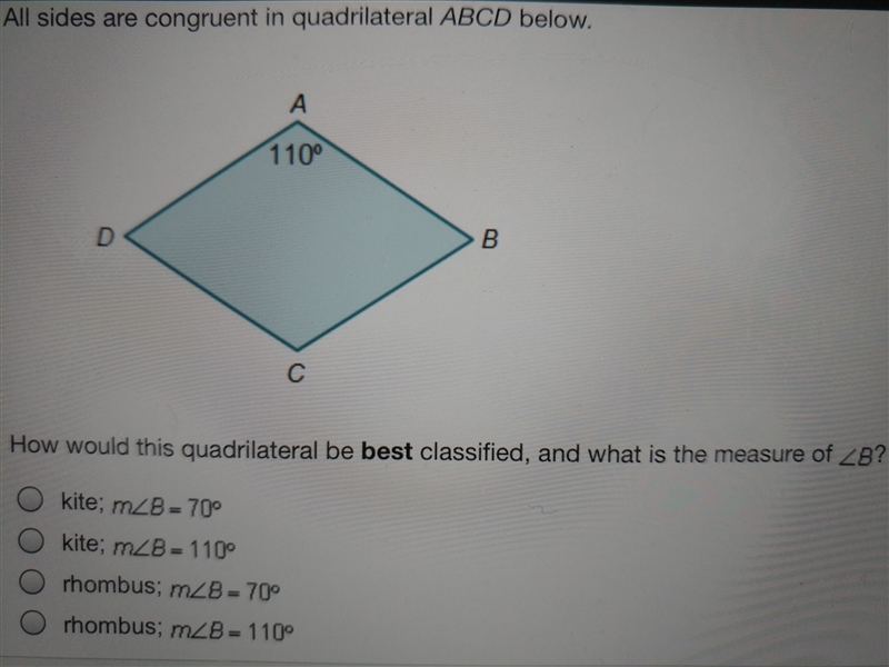 all sides are congruent in quadrilateral abcd below how would this quadrilateral be-example-1