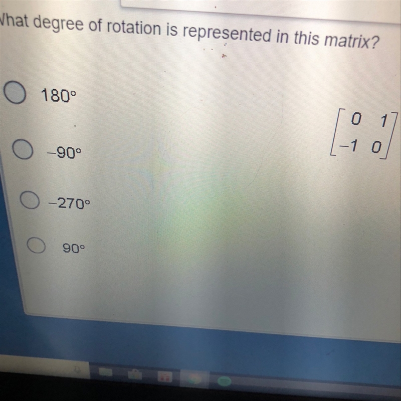 What degree of rotation is represented on this matrix-example-1