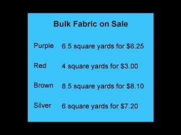 ﻿﻿﻿Ebba is buying bulk fabric. She is shopping for the best deal. Drag the fabric-example-1