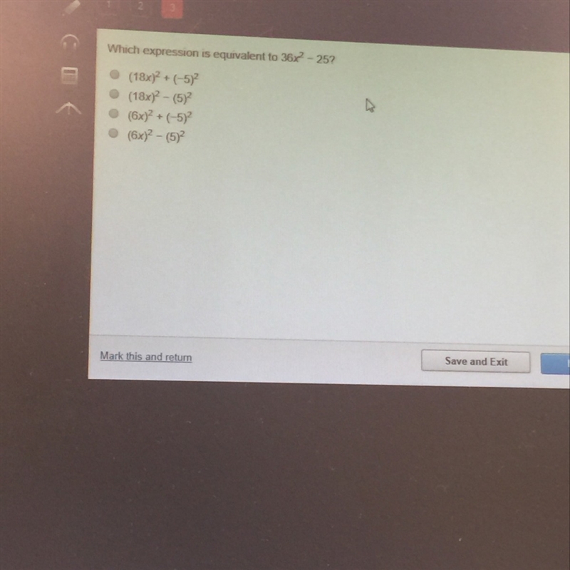 Which expression is equivalent to 36x^2-25-example-1