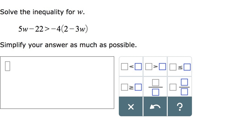 Solve the inequality for c. . Simplify your answer as much as possible.-example-1