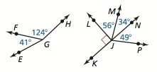 Name a pair of adjacent supplementary angles. 1: ∠KJL 2: ∠KJM 3: ∠MJN 4: ∠MJP 5: ∠FGH-example-1