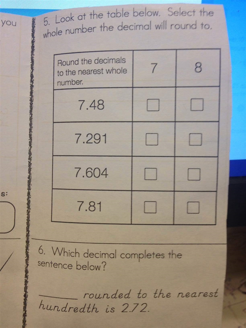 Round the decimals to the nearest whole number. 7.48 7.291 7.604 7.81-example-1