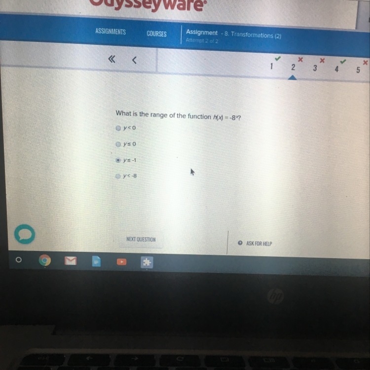 What is the range o the function h(x)=-8^x-example-1