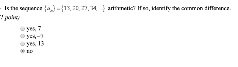 Is the sequence arithmetic..... if so identify the common difference-example-1