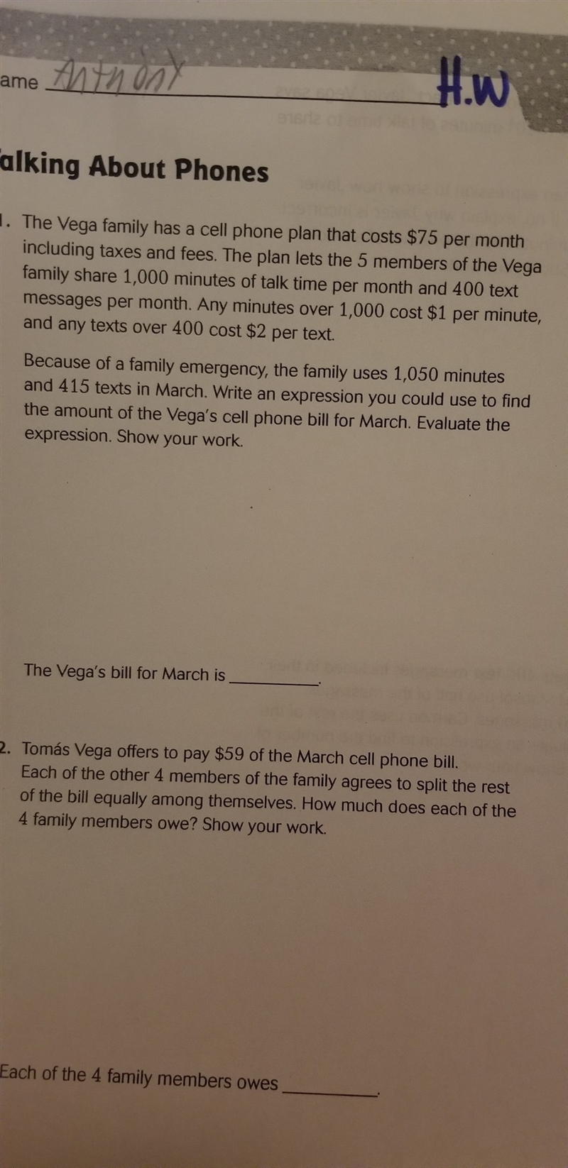 What's the amount of the vega's March bill?-example-1