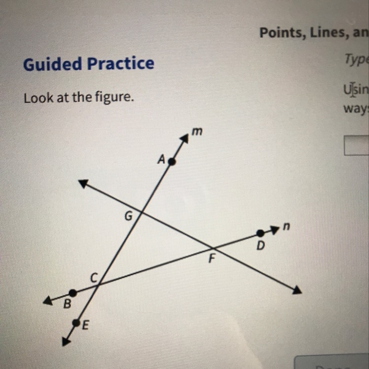 Using two points on the line how many different ways can you name line n-example-1