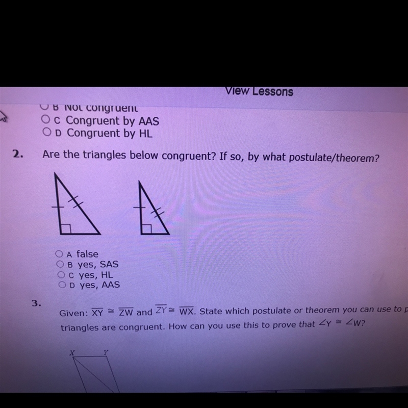 Are the triangles below congruent?-example-1