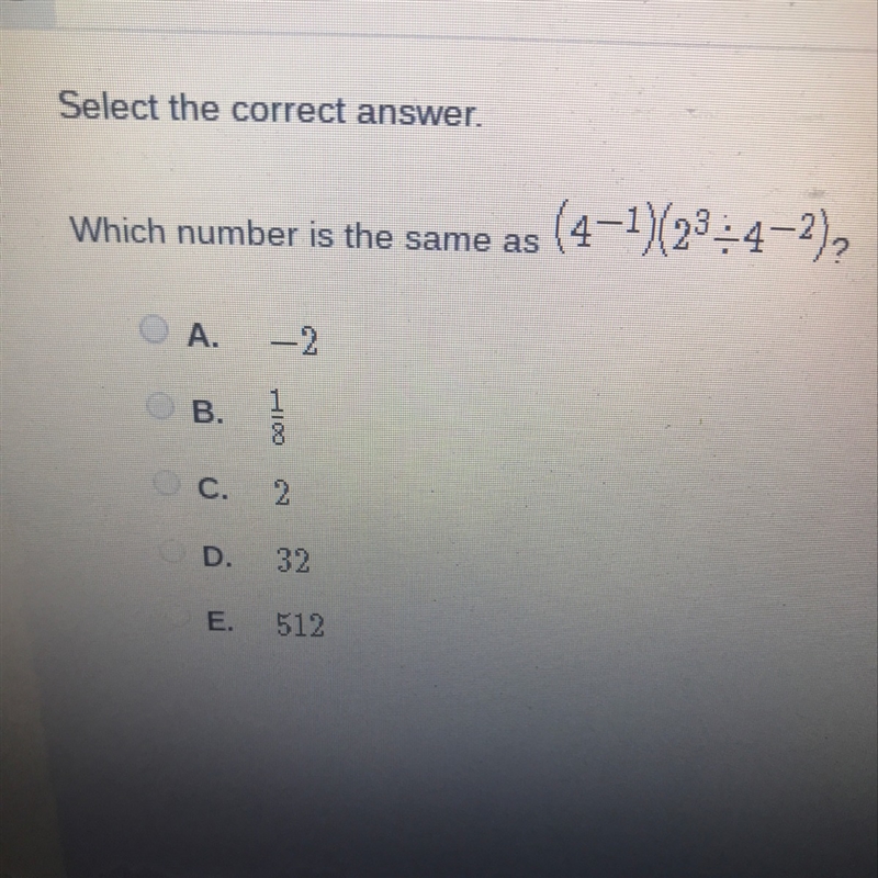 PLEASE HELP!! which number is the same as this expression ?-example-1