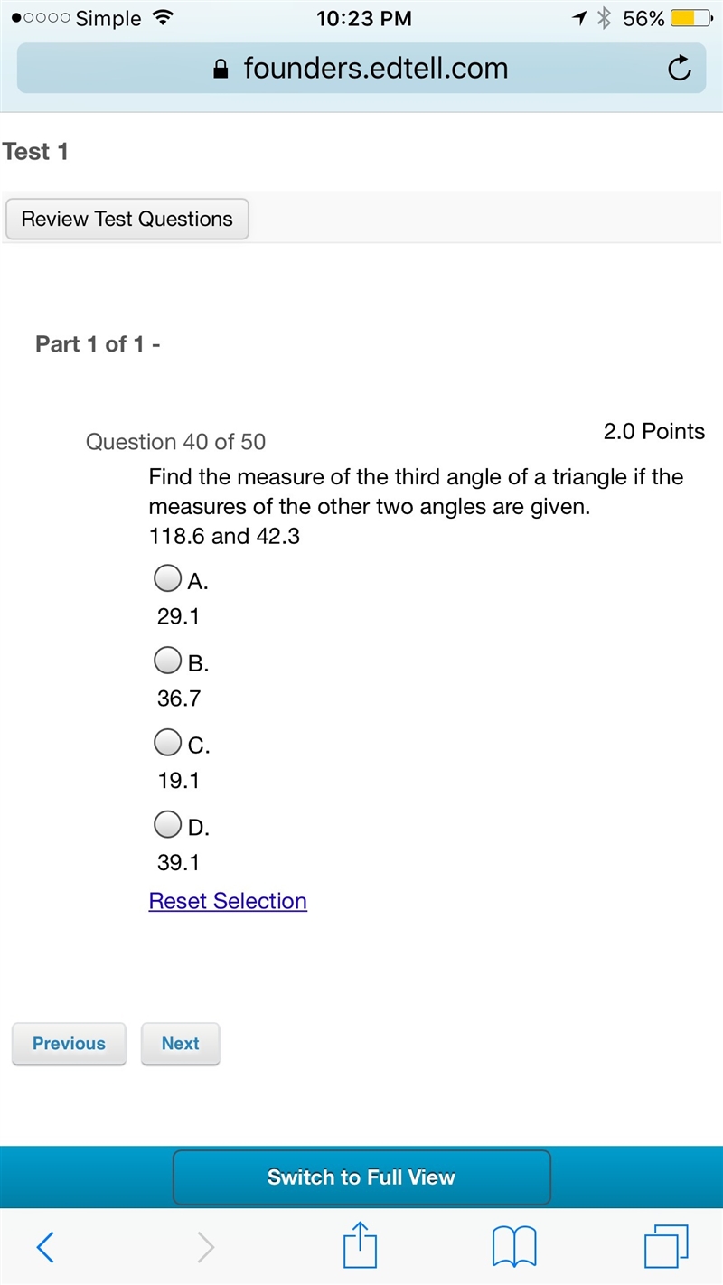 Geometry math question no Guessing and Please show work thank you-example-1