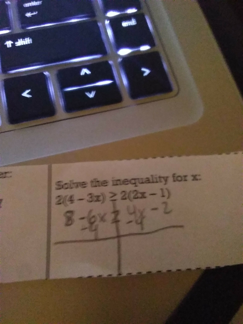 2(4-3x)=2(2x-1) what is the answer-example-1