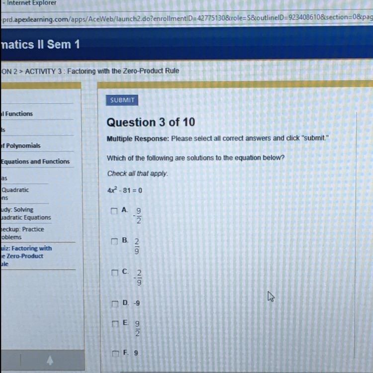 Which of the following are solutions to the equation below-example-1