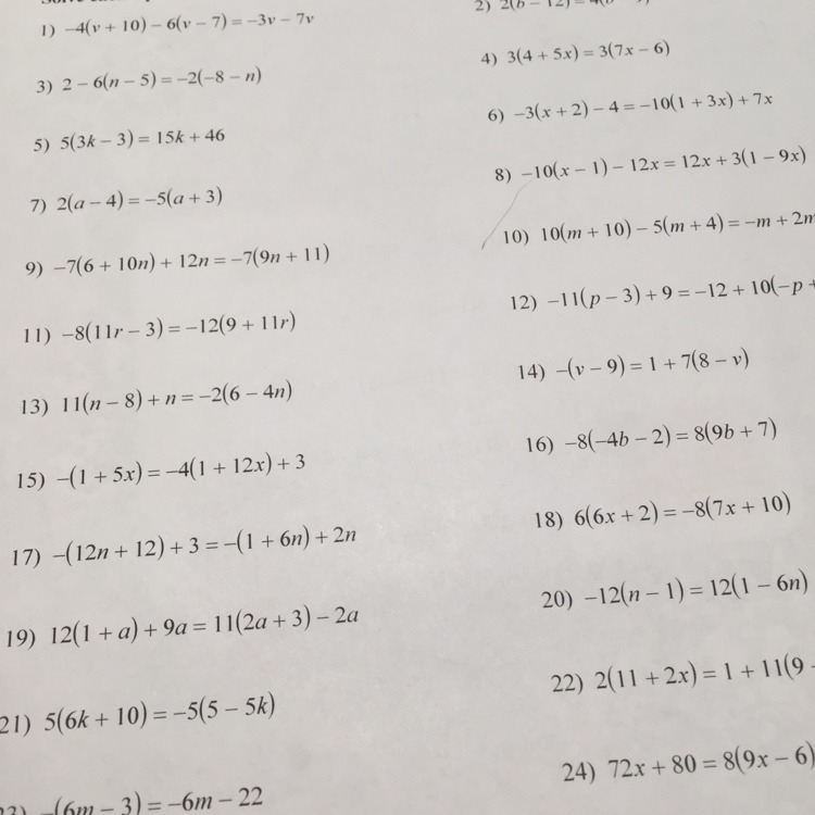 Question 2 is 2(b-12)=4(b-9) And 23 is -(6m-3)=-6m-22 please help-example-1