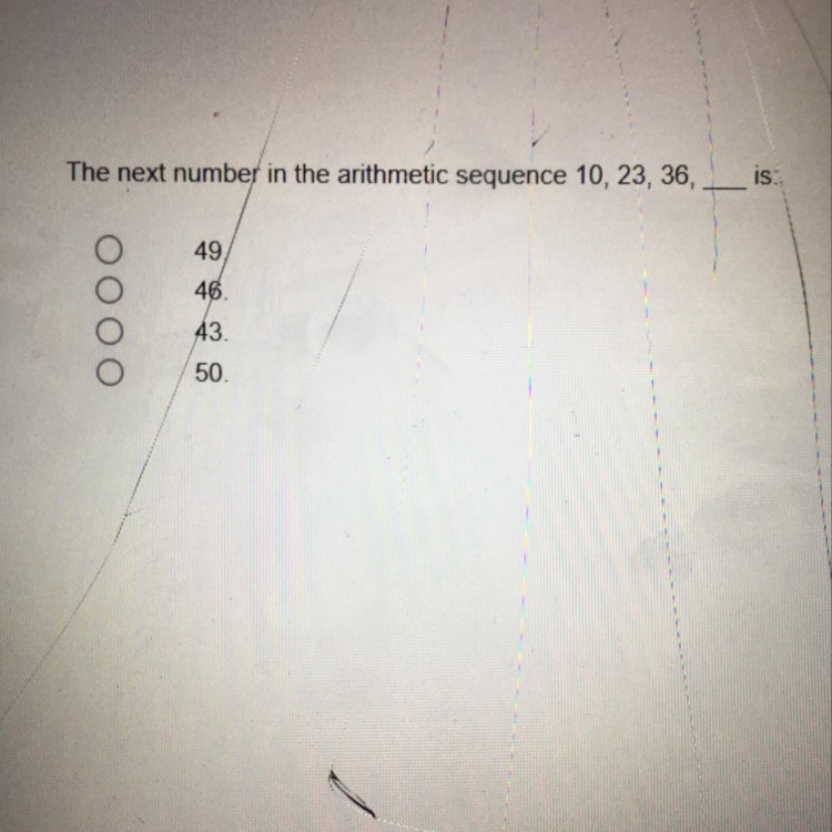 The next number in the arithmetic sequence 10,23,36,? Is-example-1