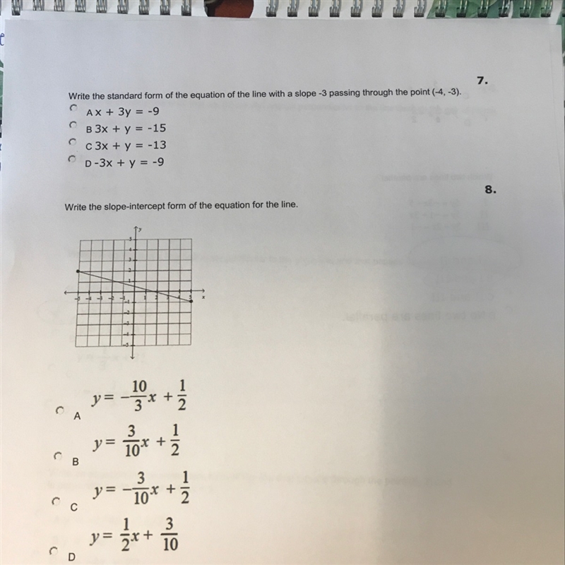 Write the standard form of the equation and write the slope intercept. Need help with-example-1