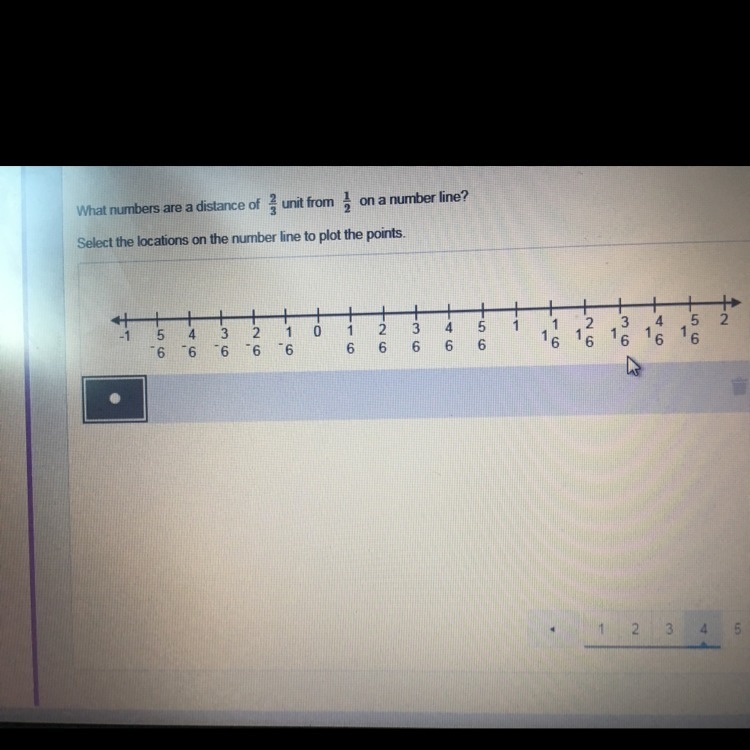 What numbers are a distance of 2/3 unit from 1/2 on a number line?-example-1