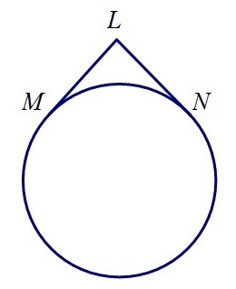 Given that LM and LN are tangent to the circle and that the measure of angle MLN = 75.86, find-example-1