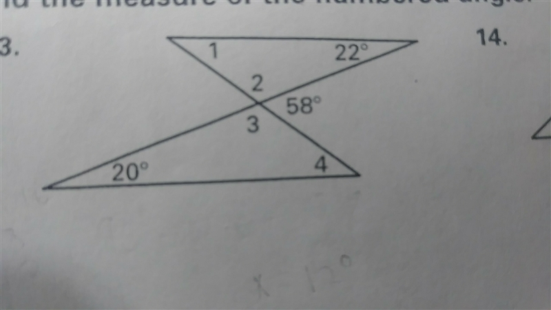 Im trying to find the measure of the numbered angle:)??-example-1