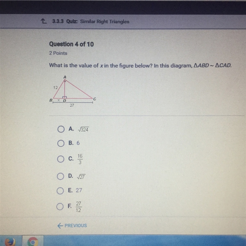 What is the value of x in the figure below in this diagram abd cad.-example-1