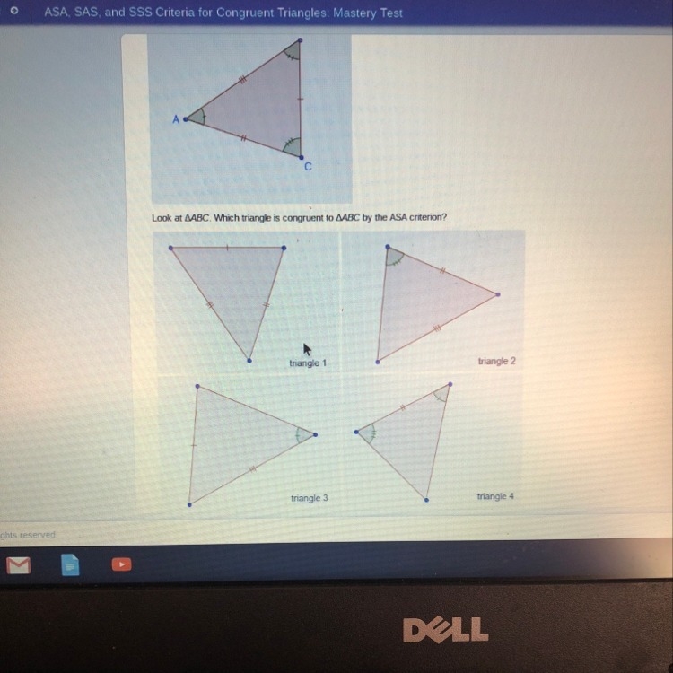 Which triangle is congruent to ABC by the ASA criterion-example-1