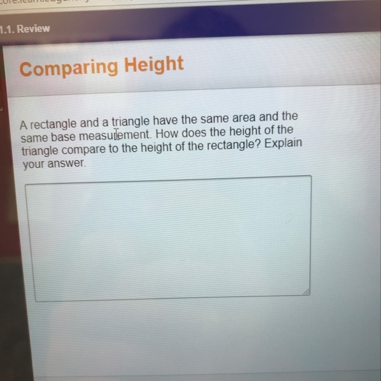 How does the height of the triangle compare to the height of the rectangle-example-1