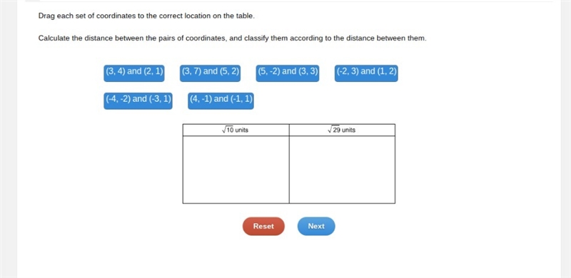 Calculate the distance between the pairs of coordinates, and classify them according-example-1