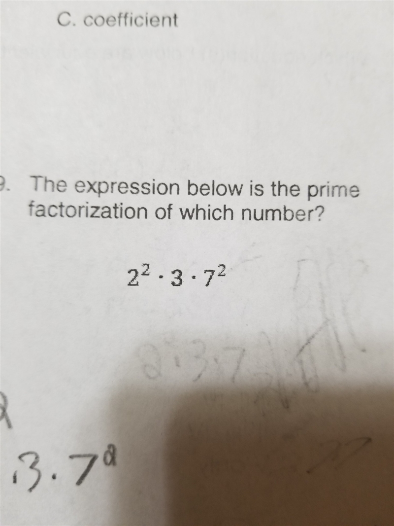 Expression below is the prime factorization of which number? To to the power of 2 × 3 × 7 to-example-1