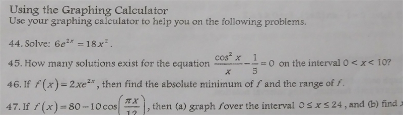 #45 How many solutions exist for the equation (cos^2x/x)-(1/5)=0-example-1