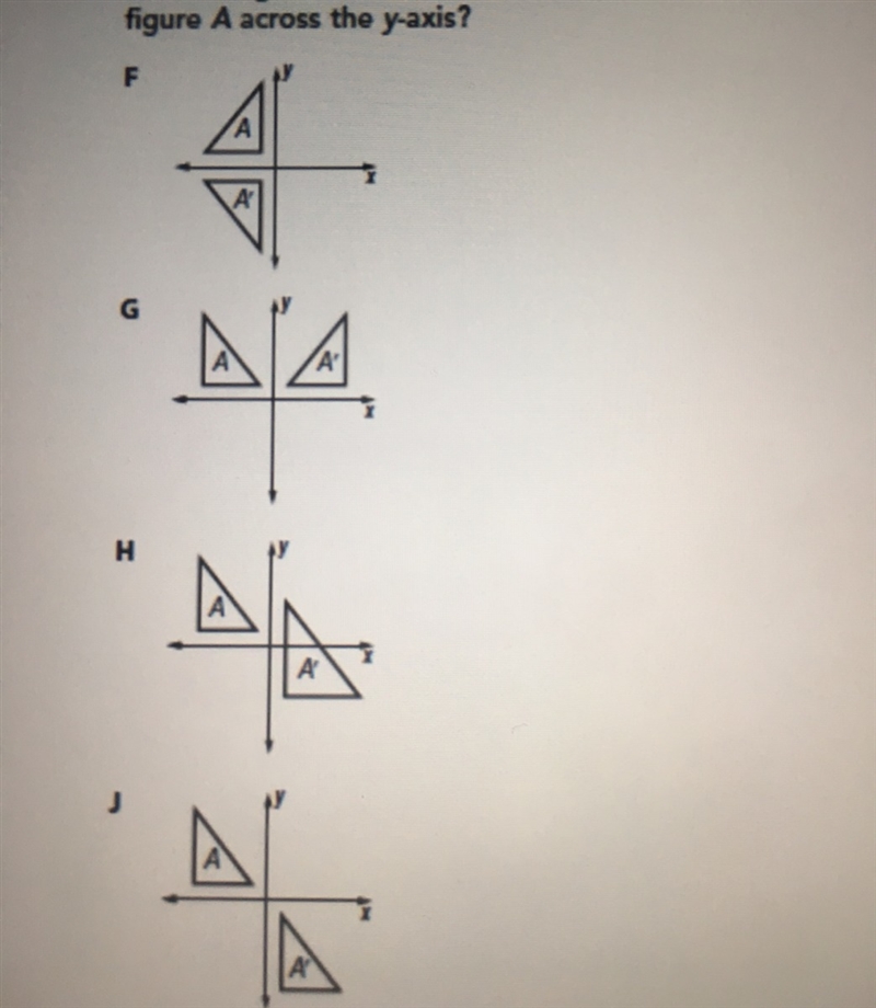 Which diagram shows a reflection of figure A across the y-axis HELP ASAP PLS-example-1