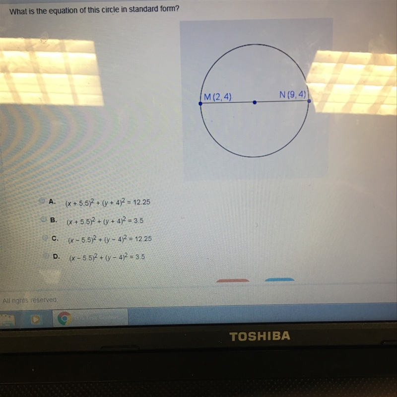 Which is the equation of this circle in standard form-example-1