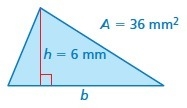 ﻿ HELP ME Write the formula for the area A of a triangle. A= b. Solve the formula-example-1