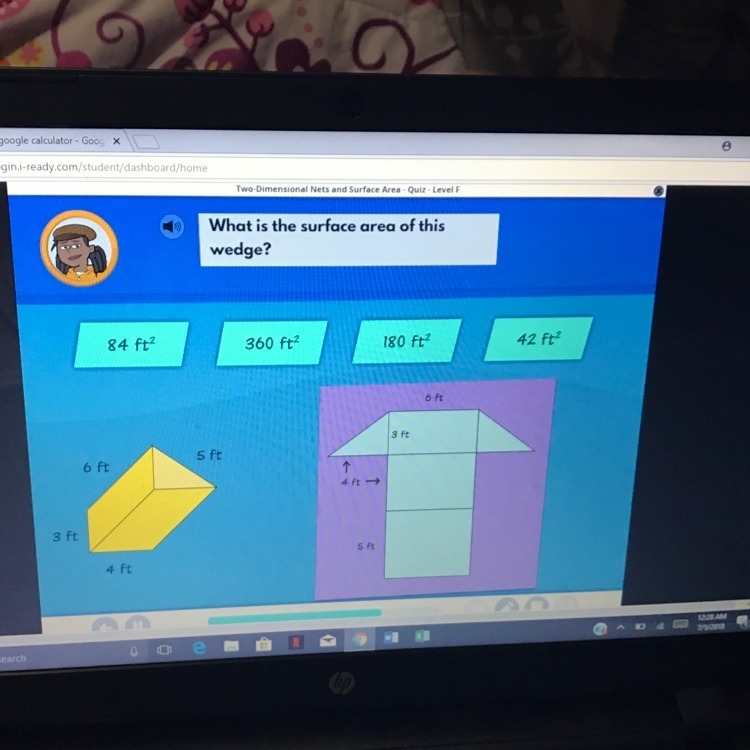 What is the surface area of this wedge?-example-1