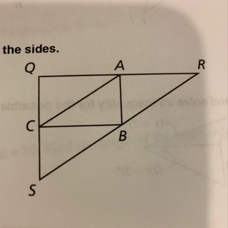 When QS=6x and CS=5x-8, what is AB?-example-1