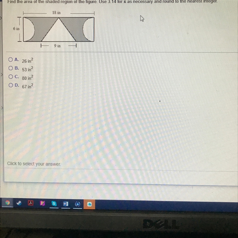 Find the area of the shaded region-example-1