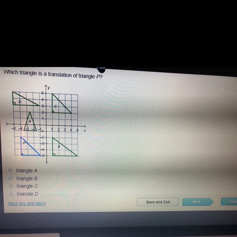 Which triangle is translation of triangle P?-example-1