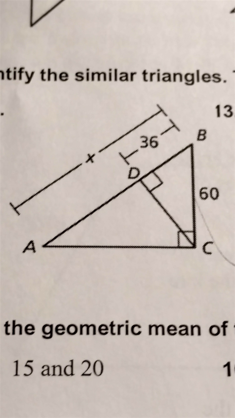 Identify the similar tri angles then find the value of x-example-1